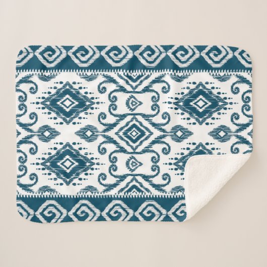 Ikat Paisley Pattern Sherpa Deken (Voorkant (horizontaal))