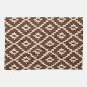 Ikat patroon - Chocolade en bleke perzik Theedoek (Horizontaal)