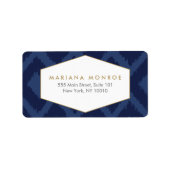 Ikat Patroon in Blauw Ontwerper Adreslabel Etiket (Voorkant)