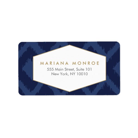 Ikat Patroon in Blauw Ontwerper Adreslabel Etiket (Voorkant)