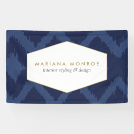 Ikat Patroon in Blauwe Ontwerper Spandoek