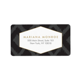 Ikat Patroon in Donkergrijs Designer Adreslabel Etiket