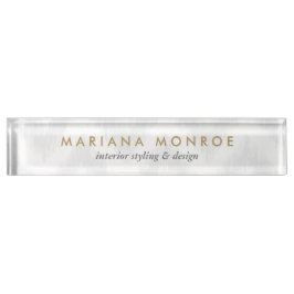 Ikat Patroon in Grijs Bureau Naamplaat Naambordje