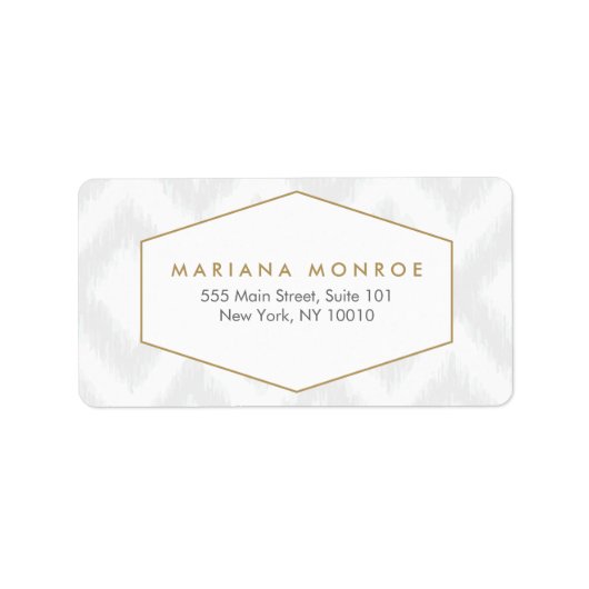 Ikat-patroon in grijs designeradreslabel etiket (Voorkant)