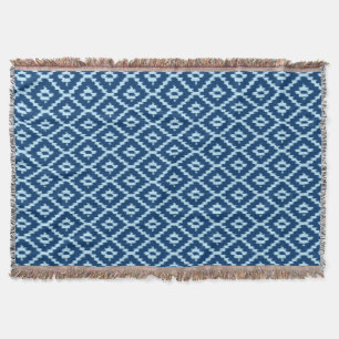 Ikat patroon - Indigo en licht ijsblauw Deken