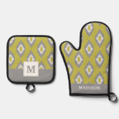 Ikat  patroon ovenwant & pannenlap set (Voorkant)