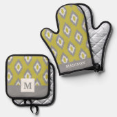 Ikat  patroon ovenwant & pannenlap set (Voorkant / Achterkant)