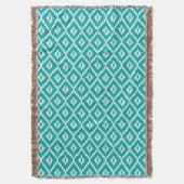 Ikat patroon - Turquoise en wit Deken (Voorkant Verticaal)