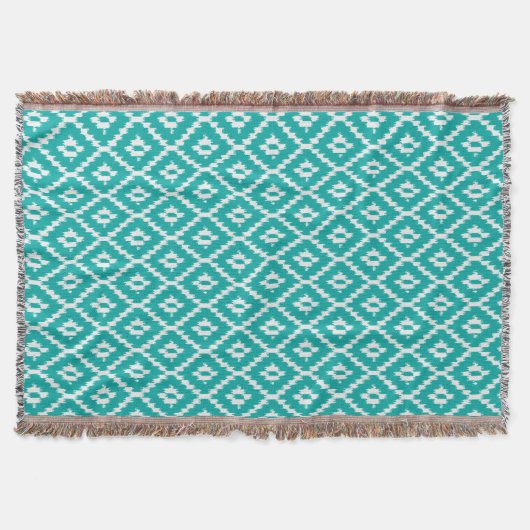 Ikat patroon - Turquoise en wit Deken (Voorkant)