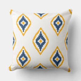  Ikat patroonontwerp Blauw en geel Kussen