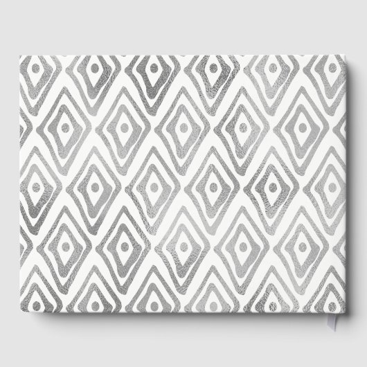 Ikat Pattern Afstuderen Guest Book | Zilver Gastenboek (Achterkant)