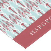 Ikat Pattern & Aqua Holiday | Familienaam Medium Tafelloper (Hoek)