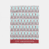 Ikat Pattern & Aqua Holiday | Gepersonaliseerd Fleece Deken (Voorkant)