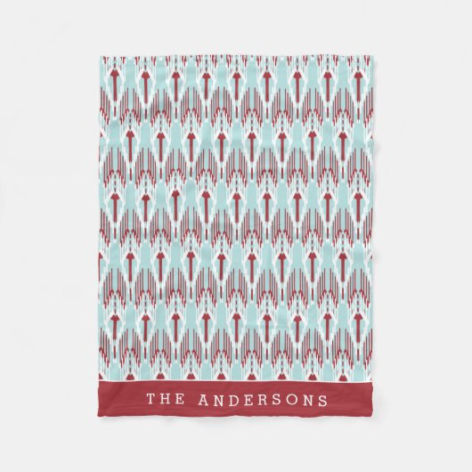 Ikat Pattern & Aqua Holiday | Gepersonaliseerd Fleece Deken (Voorkant)