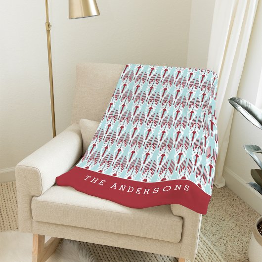 Ikat Pattern & Aqua Holiday | Gepersonaliseerd Fleece Deken