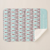 Ikat Pattern & Aqua Holiday | Gepersonaliseerd Sherpa Deken (Voorkant (horizontaal))