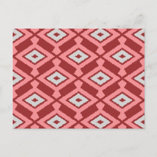 Ikat Pattern - Bourgogne, grijs en koraal Briefkaart (Voorkant)