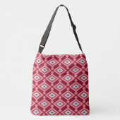 Ikat Pattern - Bourgogne, grijs en koraal Crossbody Tas (Achterkant)