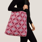 Ikat Pattern - Bourgogne, grijs en koraal Crossbody Tas (Dichtbij)