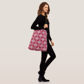 Ikat Pattern - Bourgogne, grijs en koraal Crossbody Tas (Op model)
