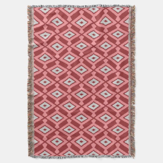 Ikat Pattern - Bourgogne, grijs en koraal Deken (Voorkant Verticaal)