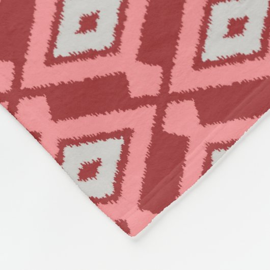 Ikat Pattern - Bourgogne, grijs en koraal Fleece Deken (Hoek)