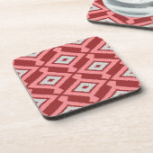 Ikat Pattern - Bourgogne, grijs en koraal Onderzetter (Linkerzijde)