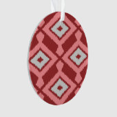 Ikat Pattern - Bourgogne, grijs en koraal Ornament (voorkant)