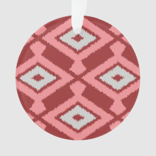 Ikat Pattern - Bourgogne, grijs en koraal Ornament