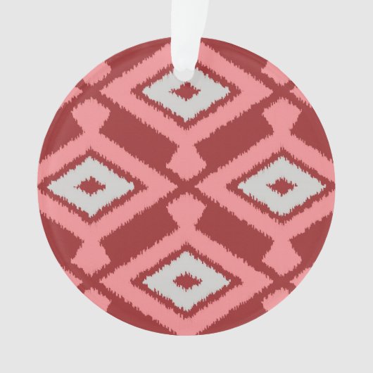 Ikat Pattern - Bourgogne, grijs en koraal Ornament (voorkant)