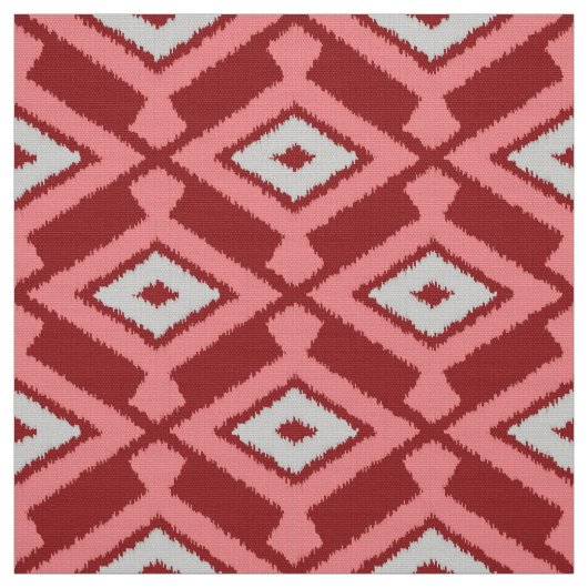 Ikat Pattern - Bourgogne, grijs en koraal Stof (Swatch)