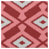 Ikat Pattern - Bourgogne, grijs en koraal Stof (Close Up)