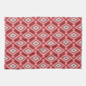 Ikat Pattern - Bourgogne, grijs en koraal Theedoek (Horizontaal)