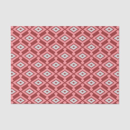 Ikat Pattern - Bourgogne, grijs en koraal Tissuepapier (Voorkant)