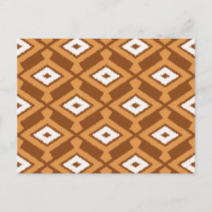 Ikat Pattern - Brown, Rust and Cream Briefkaart