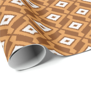 Ikat Pattern - Brown, Rust and Cream Cadeaupapier