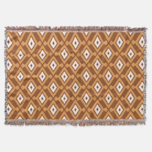 Ikat Pattern - Brown, Rust and Cream Deken (Voorkant)