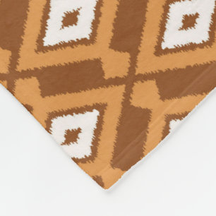Ikat Pattern - Brown, Rust and Cream Fleece Deken