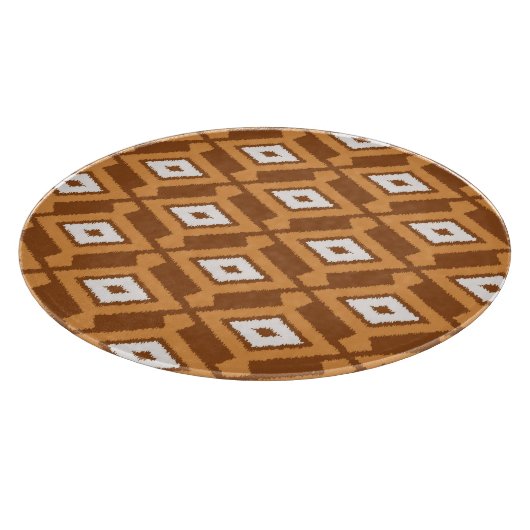 Ikat Pattern - Brown, Rust and Cream Snijplank (Hoek)
