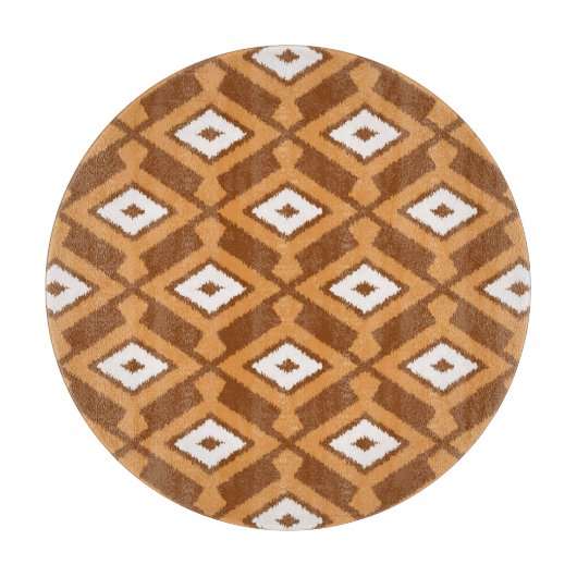 Ikat Pattern - Brown, Rust and Cream Snijplank (Voorkant)