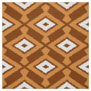 Ikat Pattern - Brown, Rust and Cream Stof