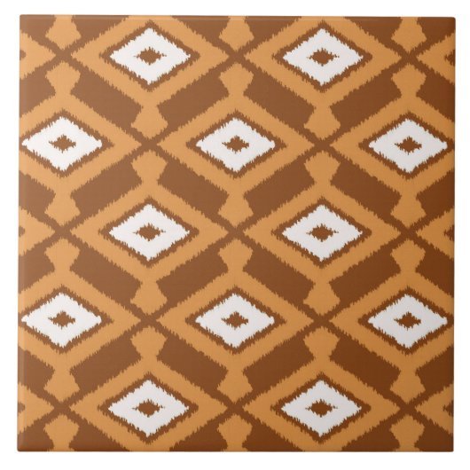 Ikat Pattern - Brown, Rust and Cream Tegeltje (Voorkant)