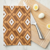 Ikat Pattern - Brown, Rust and Cream Theedoek (Quarter Fold)