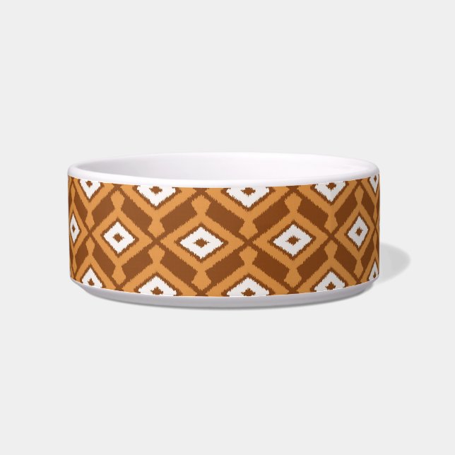 Ikat Pattern - Brown, Rust and Cream Voerbakje (Links)