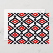 Ikat Pattern - Donkerrood, zwart en wit Briefkaart (Voorkant / Achterkant)