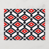 Ikat Pattern - Donkerrood, zwart en wit Briefkaart (Voorkant)