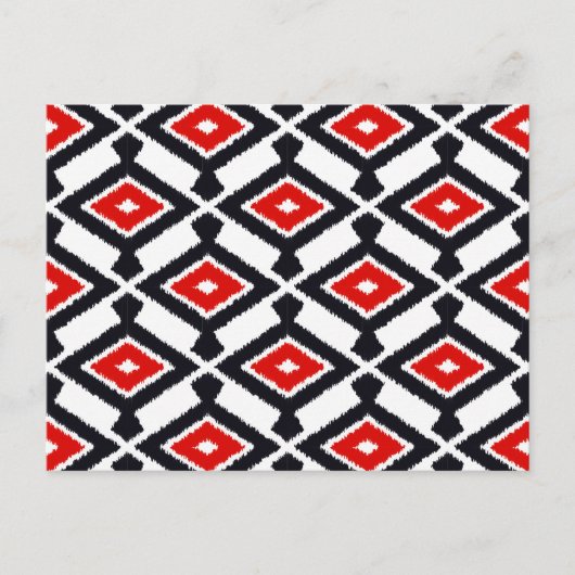 Ikat Pattern - Donkerrood, zwart en wit Briefkaart (Voorkant)