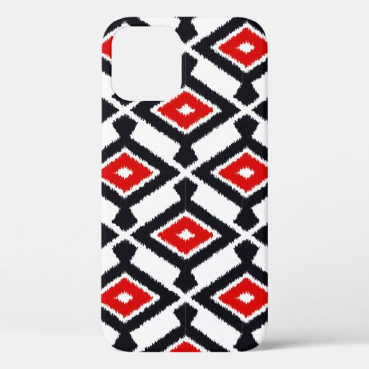 Ikat Pattern - Donkerrood, zwart en wit Case-Mate iPhone Case (Achterkant)
