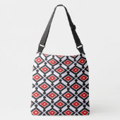 Ikat Pattern - Donkerrood, zwart en wit Crossbody Tas (Voorkant)