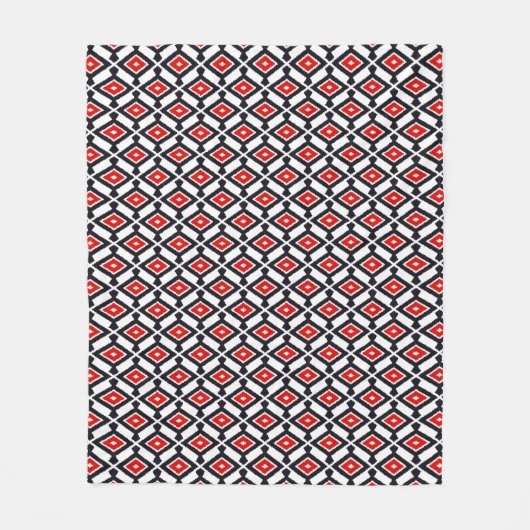 Ikat Pattern - Donkerrood, zwart en wit Fleece Deken (Voorkant)